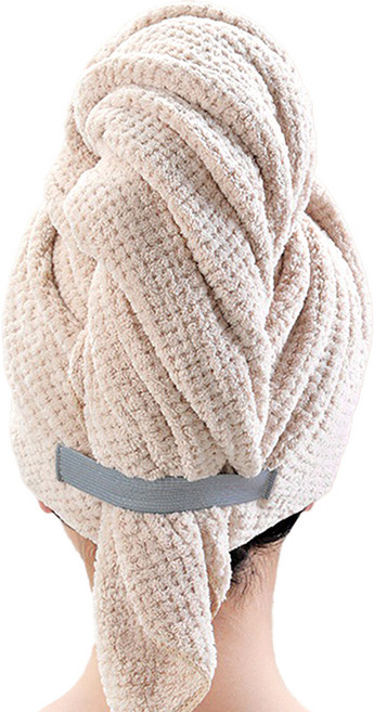 小麥購物 乾髮神器2代 超強力吸水乾髮帽 KDOT-980, 1個, 米色