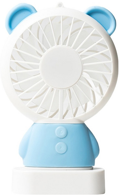 일리온 캐릭터 미니 핸디형 목걸이 탁상 겸용 휴대용 선풍기, 블루베어