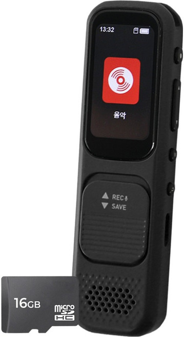 아이리버 스피커 음성녹음 구간반복 재생속도조절 마이크로SD 블루투스 MP3플레이어 16GB, T80, 블랙