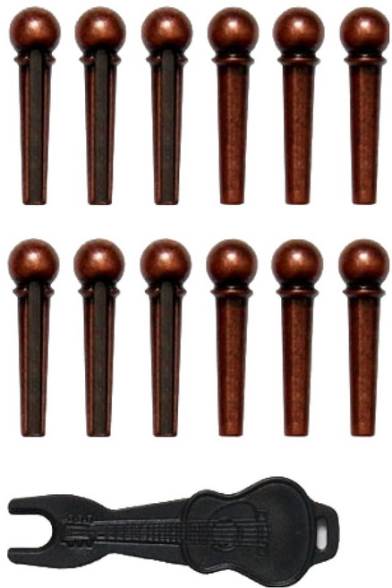 프레토 통기타 브릿지핀 브론즈 12p + 리무버 랜덤발송 세트, 1세트