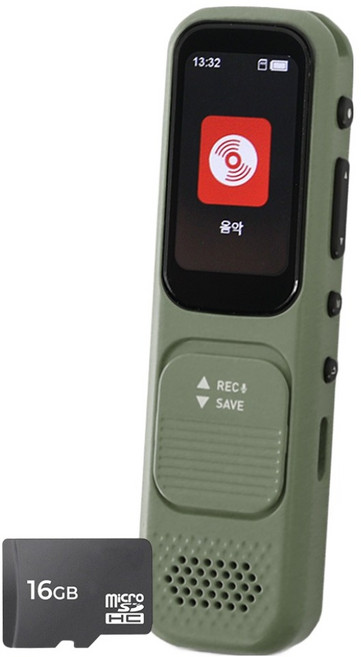 아이리버 스피커 음성녹음 구간반복 재생속도조절 마이크로SD 블루투스 MP3플레이어 16GB, T80, 그린