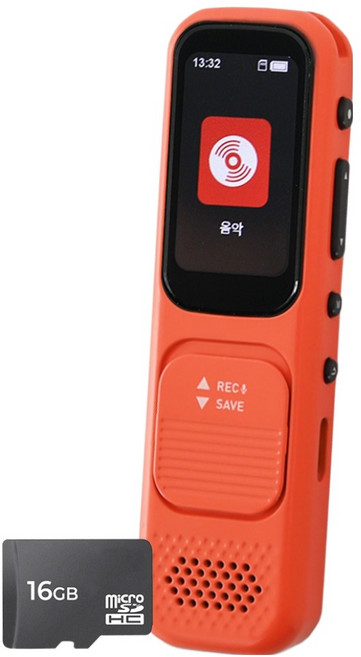 아이리버 스피커 음성녹음 구간반복 재생속도조절 마이크로SD 블루투스 MP3플레이어 16GB, T80, 오렌지