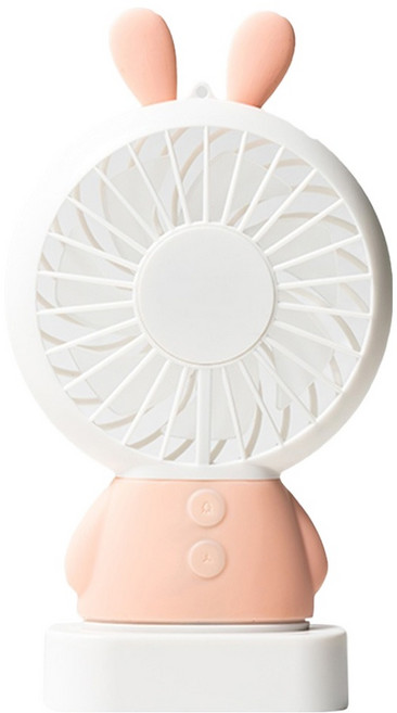 일리온 캐릭터 미니 핸디형 목걸이 탁상 겸용 휴대용 선풍기, 핑크래빗