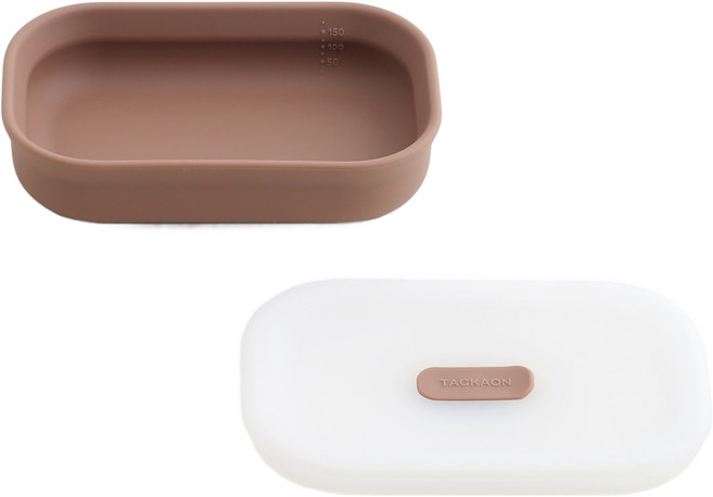 탁가온 유아용 123 실리콘 식기세트, 브라운, 롱볼 + 뚜껑, 1세트