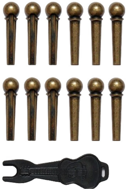 프레토 통기타 브릿지핀 골드 12p + 리무버 랜덤발송 세트, 1세트