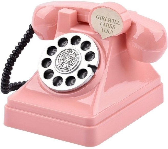 나나컴퍼니 인테리어 소품 앤틱 빈티지 전화기 저금통, 핑크, 1개