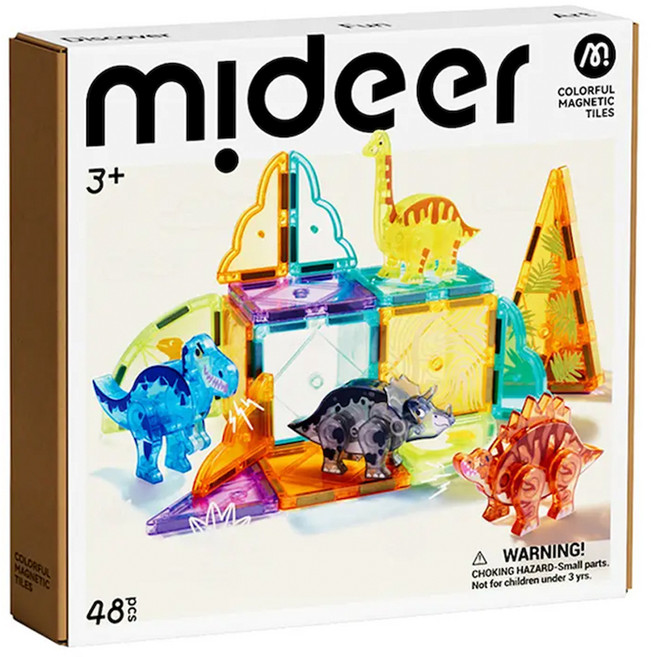 mideer 多彩透光磁力片, 侏儸紀冒險 多色, 1盒