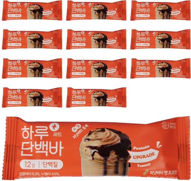 프로틴방앗간 하루단백바 제트 피넛버터 앤 초코맛, 40g, 12개