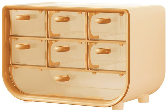 모하코 다용도 7칸 서랍형 데스크수납 정리함, 크림, 1개