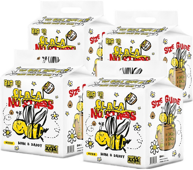 OLOLA 허니잠 팬티형 낮밤 기저귀 아동용, 빅형(Big), 72매