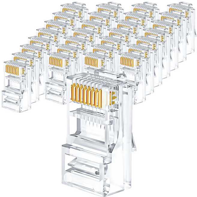 인네트워크 CAT.5E UTP 랜케이블 제작용 RJ45 8P8C 플러그 IN-8P8C5, 투명, 100개, 22.5mm