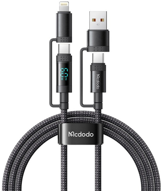 Mcdodo 麥多多 4合1 顯示器 PD 60W 高速充電線, 1個, 黑色, 1.2m