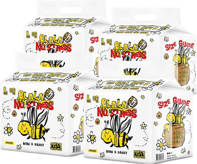 OLOLA 허니잠 팬티형 낮밤 기저귀 아동용, 대형(L), 104매