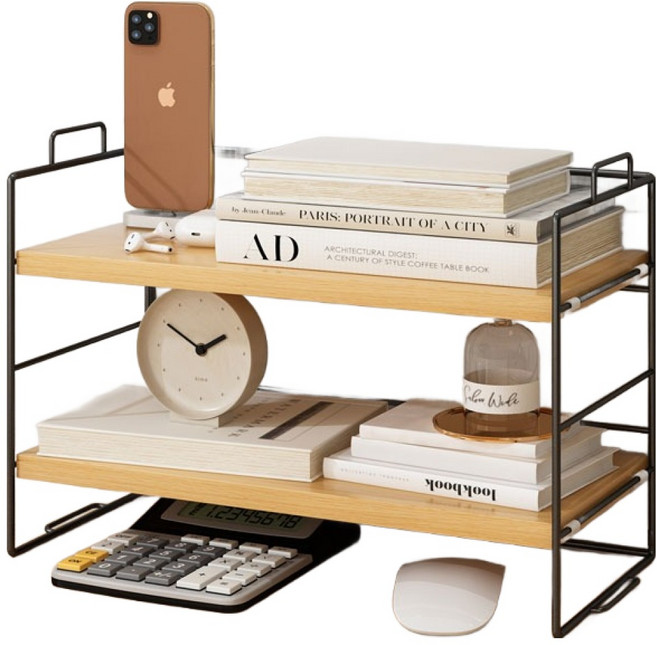 소하임 우드 책상 정리 미니 선반, 블랙, 2단, 1개