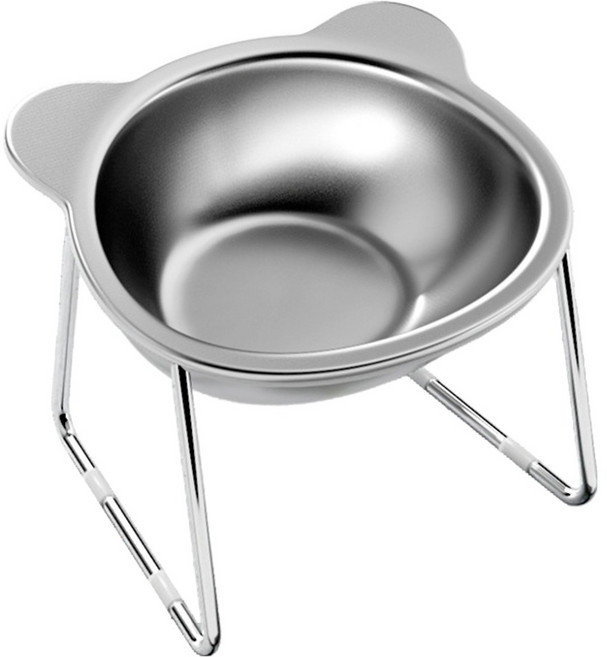 둥둥펫 반려동물 스테인레스 곰돌이 식기, 실버, 1개