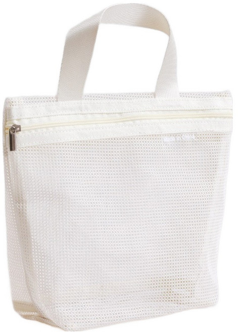 더자카 휴대용 물빠짐 욕실 메쉬 파우치, 아이보리