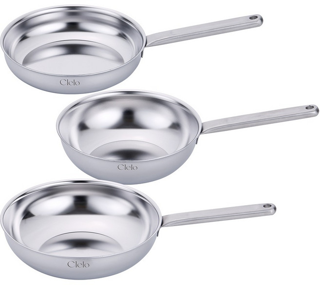 리빙아트 씨엘로 무연마제 통5중 스테인레스 팬 3종 C세트 3개, 1세트, 후라이팬 24cm + 궁중팬 24cm + 궁중팬 28cm