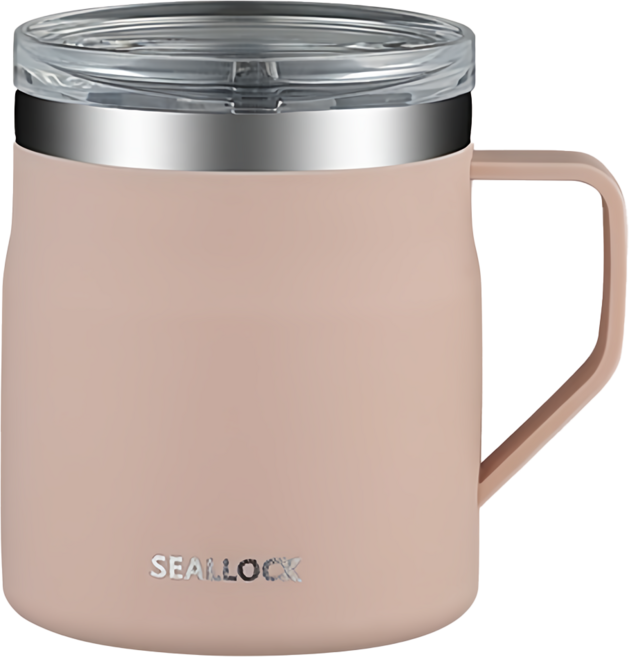 SEAL LOCK 日式簡約304不鏽鋼咖啡杯 密封蓋馬克杯 保溫杯 9 x 9 x 10.5cm, 550ml, 1個, 溫柔粉