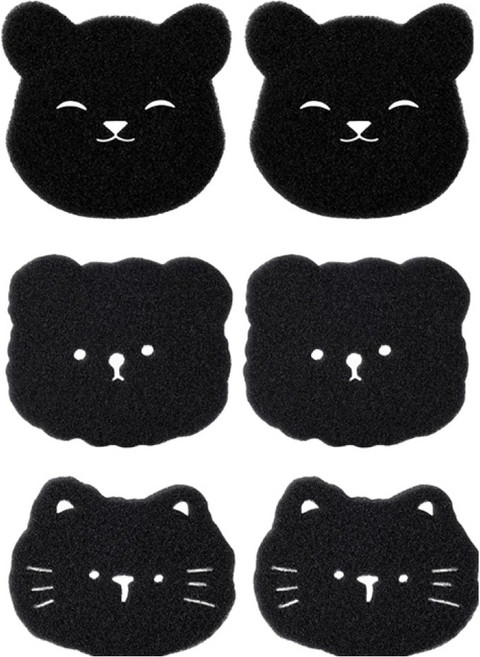 딩동펫 반려동물 애니멀 털제거 세탁필터 3종 x 2p 세트, 블랙, 1세트