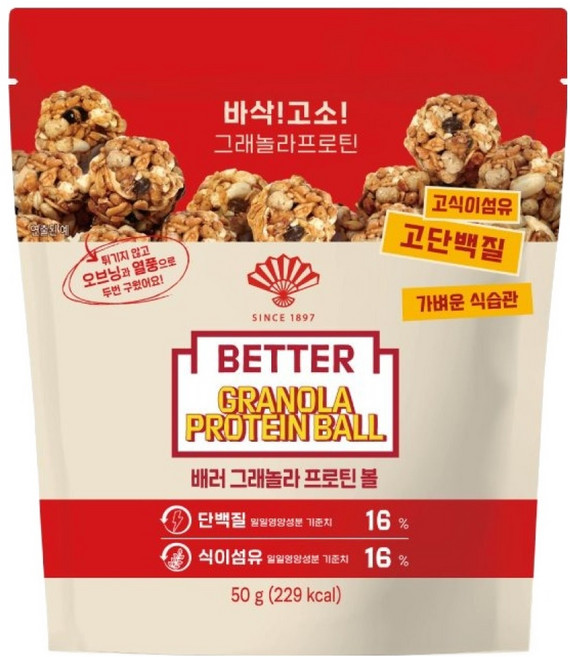 동화약품 배러 그래놀라 프로틴볼, 1개, 50g