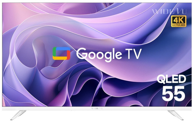 익스프레스럭 와이드뷰 4K UHD QLED 구글 스마트 TV 화이트, 139cm(55인치), QWGE55UT1, 스탠드형, 방문설치