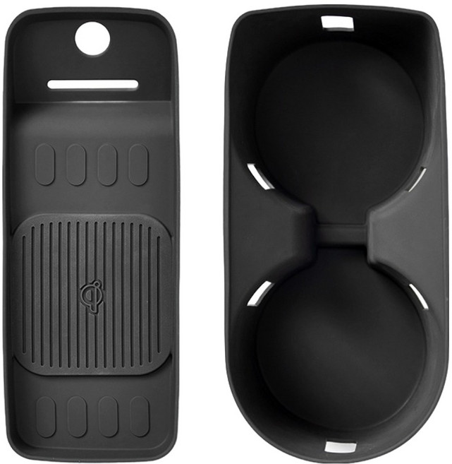 메이튼 팰리카빈 디 올 뉴 팰리세이드 LX3 튜닝 용품 실리콘 커버 7인승 무선 충전 패드 + 컵홀더 세트, 1세트, 블랙