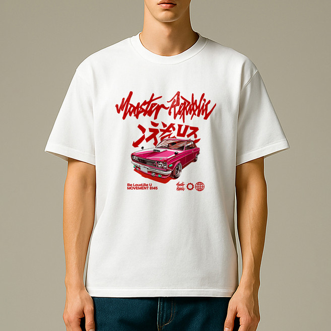 몬스터리퍼블릭 남녀공용 레트로 드리프트 레드 티셔츠 8145
