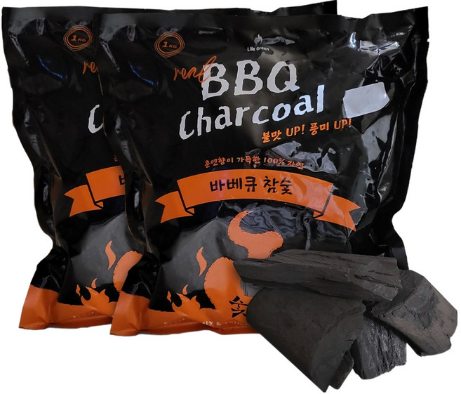 숯모아 바베큐 참숯 개별포장, 1kg, 2개
