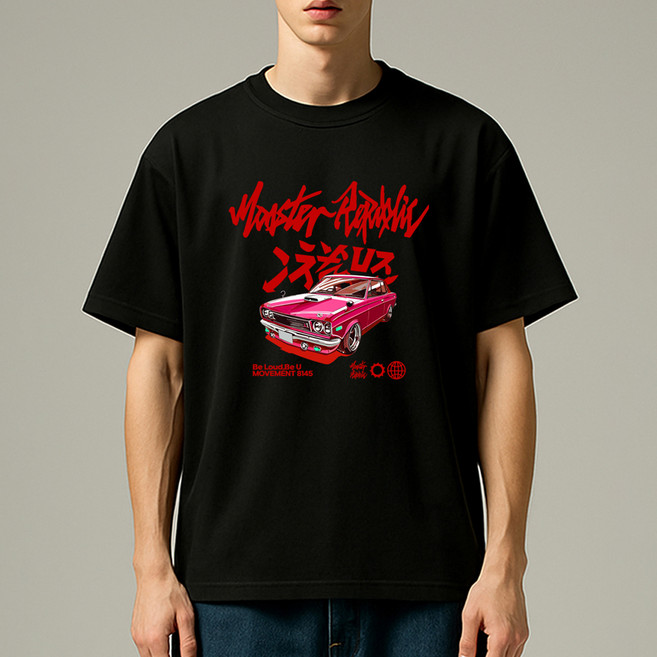 몬스터리퍼블릭 남녀공용 레트로 드리프트 레드 티셔츠 8145