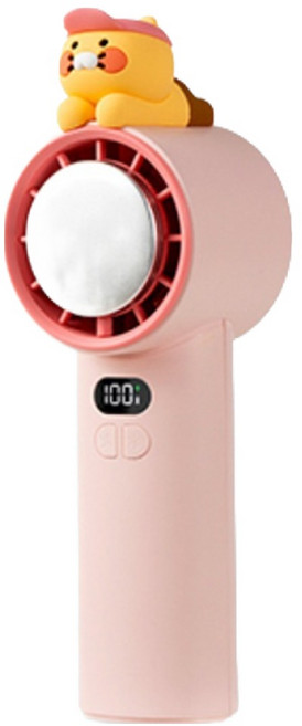 카카오프렌즈 춘식이 파워쿨링 급속 냉각 휴대용 핸디 선풍기, 핑크 선캡 춘식, 핑크