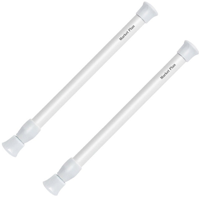 마켓플랜 베이직 무타공 다용도 초강력 스프링 압축봉 2p, 화이트