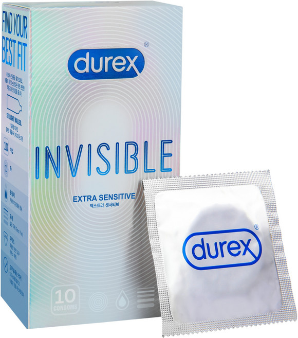 듀렉스 인비저블 엑스트라 센서티브 콘돔, 10개입, 1개