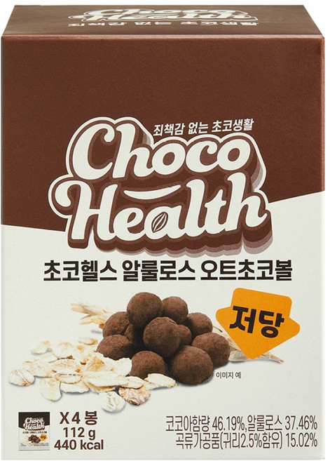 초코헬스 저당 알룰로스 오트초코볼 4p, 112g, 1개