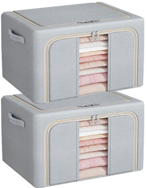도도리빙 접이식 패브릭 리빙박스 100L, 그레이, 2개