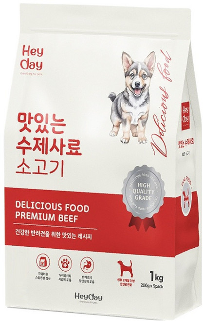 헤이데이 전연령 강아지 맛있는 수제 소프트사료, 소, 1kg, 1개
