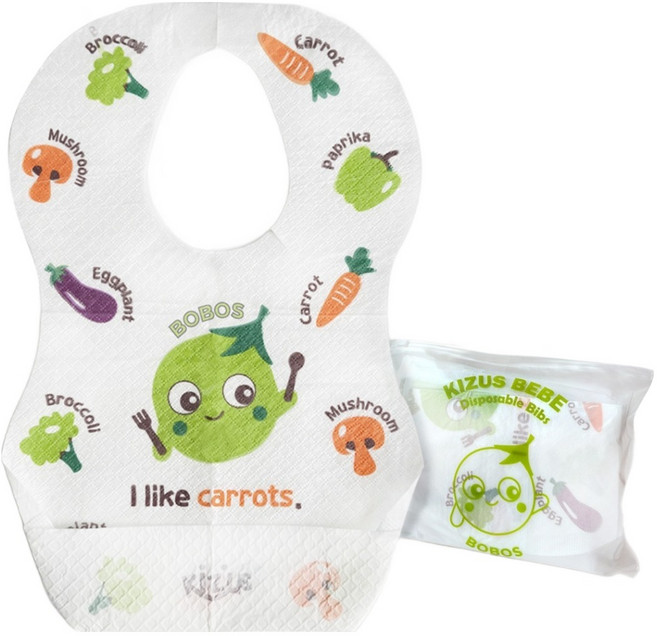 키저스 언어발달 일회용 방수 턱받이, 그린 채소, 20개입, 1개