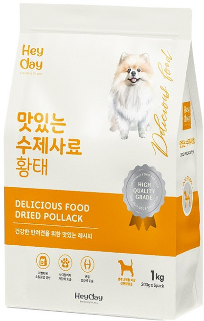헤이데이 전연령 강아지 맛있는 수제 소프트사료, 황태, 1kg, 1개