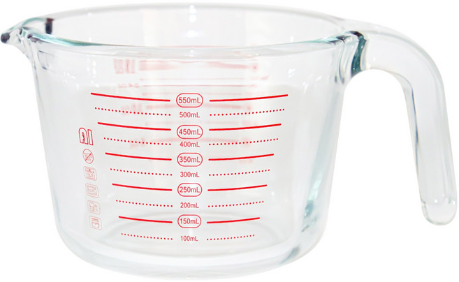 발룬피니 내열강화유리 다용도 계량컵, 1개, 550ml, 투명