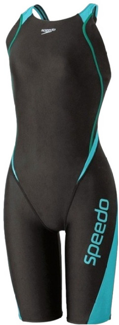 스피도 여성용 솔리드 세미오픈백 5부 반신 수영복 SFW12301