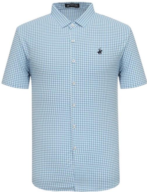 BEVERLY HILLS POLO CLUB 比佛利保羅 男士夏季輕薄格紋短袖襯衫