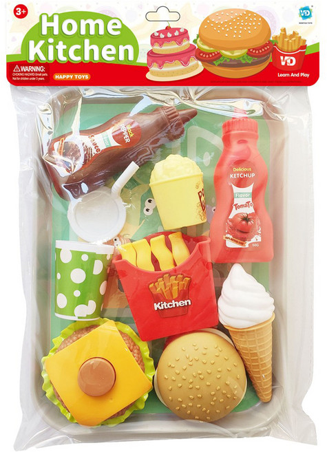만이다 홈키친 햄버거 후렌치후라이 팝콘 주방놀이 vdwwdd008s 7종 세트, 1세트, 혼합색상