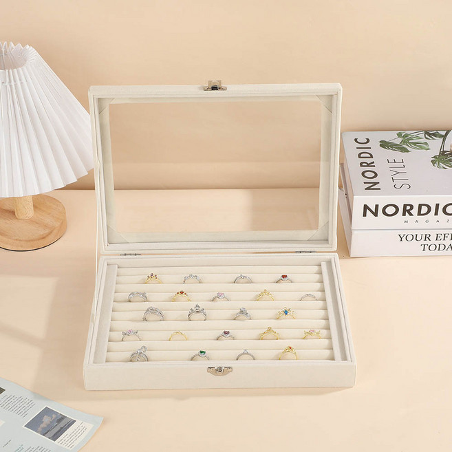 리빙웍스 칸칸벨벳 악세서리 대용량 보관 정리 진열함 대형 올벨벳