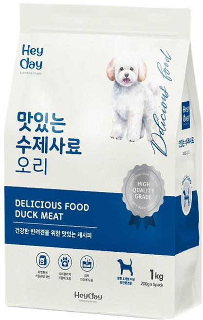 헤이데이 전연령 강아지 맛있는 수제 소프트사료, 오리, 1kg, 1개