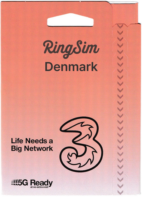 링심 덴마크 5G 쓰리 유심칩, 1개, 30일, 총 12GB