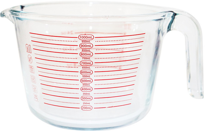 발룬피니 내열강화유리 다용도 계량컵, 1개, 1L, 투명