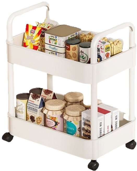 라라공방 이동식 선반 2단 트롤리, 화이트, 1개
