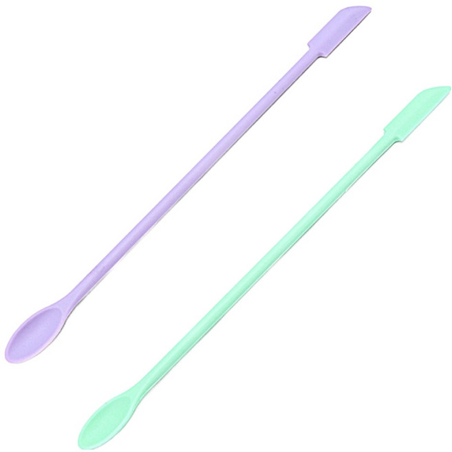 레몽크리프 파충류 도마뱀 크레스티드게코 실리콘 피딩 숟가락 S 15.4 x 0.8 cm 2종 세트, 퍼플 + 민트, 1세트