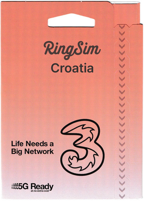 링심 크로아티아 5G 쓰리 유심칩, 1개, 30일, 총 12GB