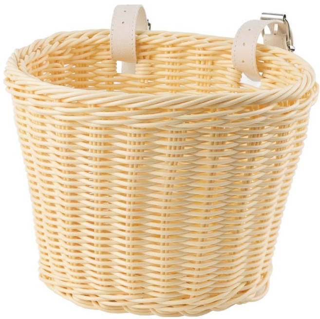 트레벨로 핸드메이드 PP 라탄 미니벨로 킥보드 전기 자전거 바구니, 소프트 베이지, 1개