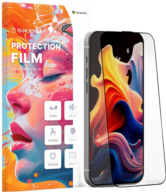 지니비 리얼컬러 AR 초고화질 무반사 강화유리 액정보호필름 세트, 1세트